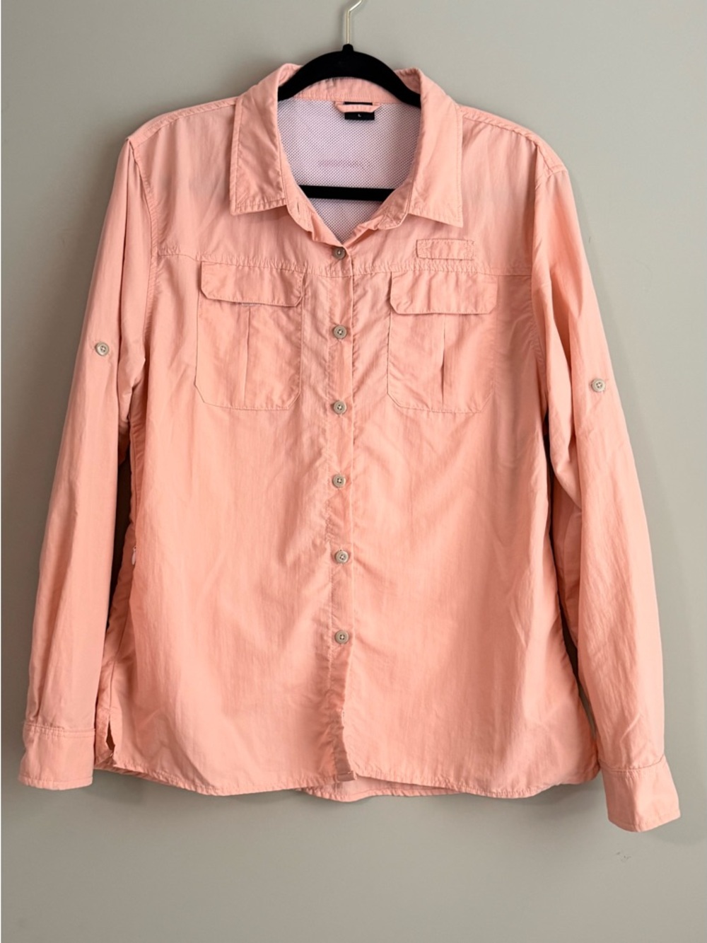 Naviskin Light Peach Button-Up Long Sleeve Fishing Shirt